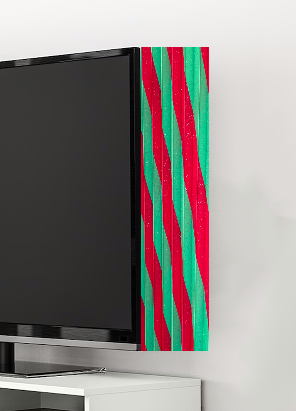 TV Bling Red & Green Glitter Gold TV Curtain
